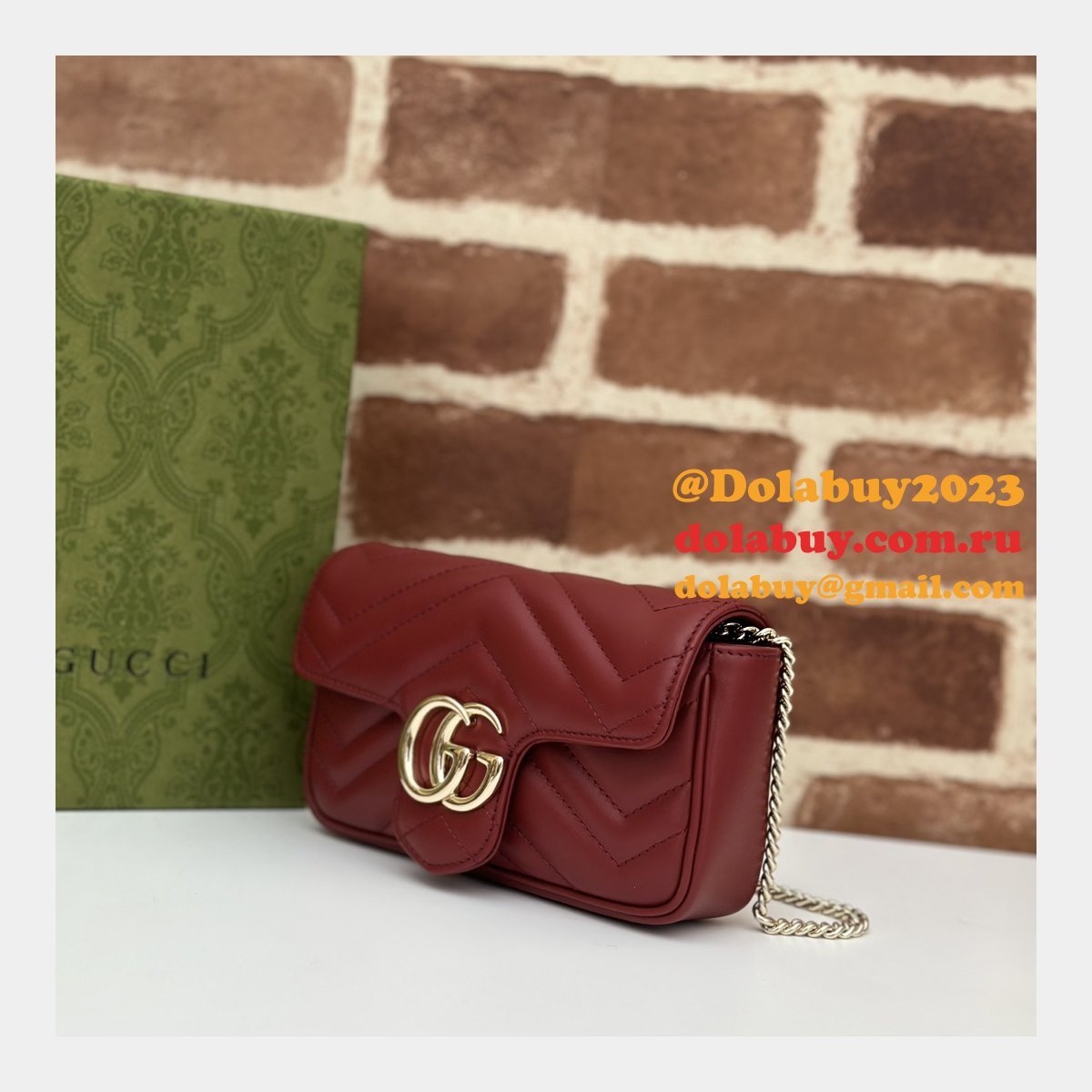 Gucci Replica Rosso Ancora GG Marmont Red Matelassé Chevron 476433/446744/443497 Bag