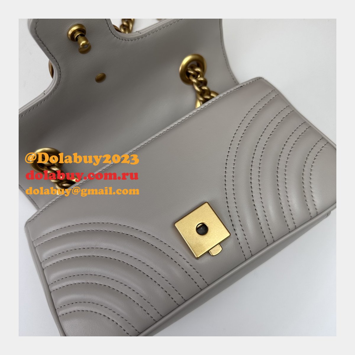 Grey GG Marmont 446744 Mini Matelassé Gucci Replicas Bag