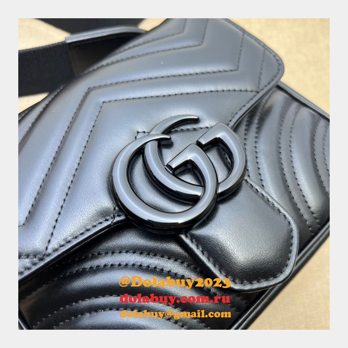 Perfect Gucci GG Marmont matelasse 739681 shoulder Fake bag