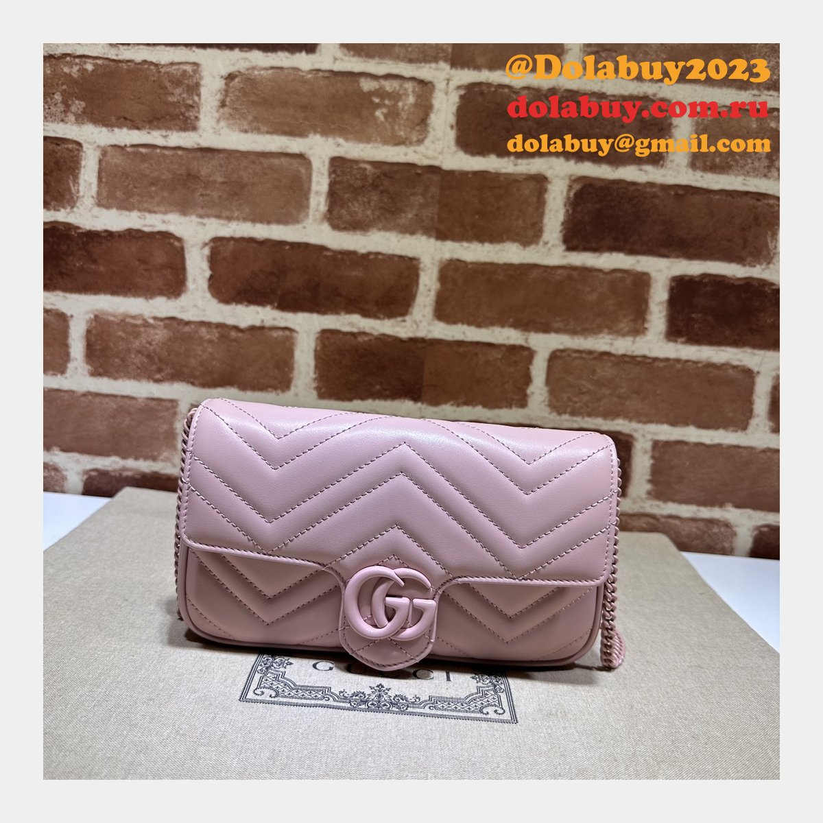 Inspired GG Marmont Crossbody Replica Gucci Pink 751526 Bag