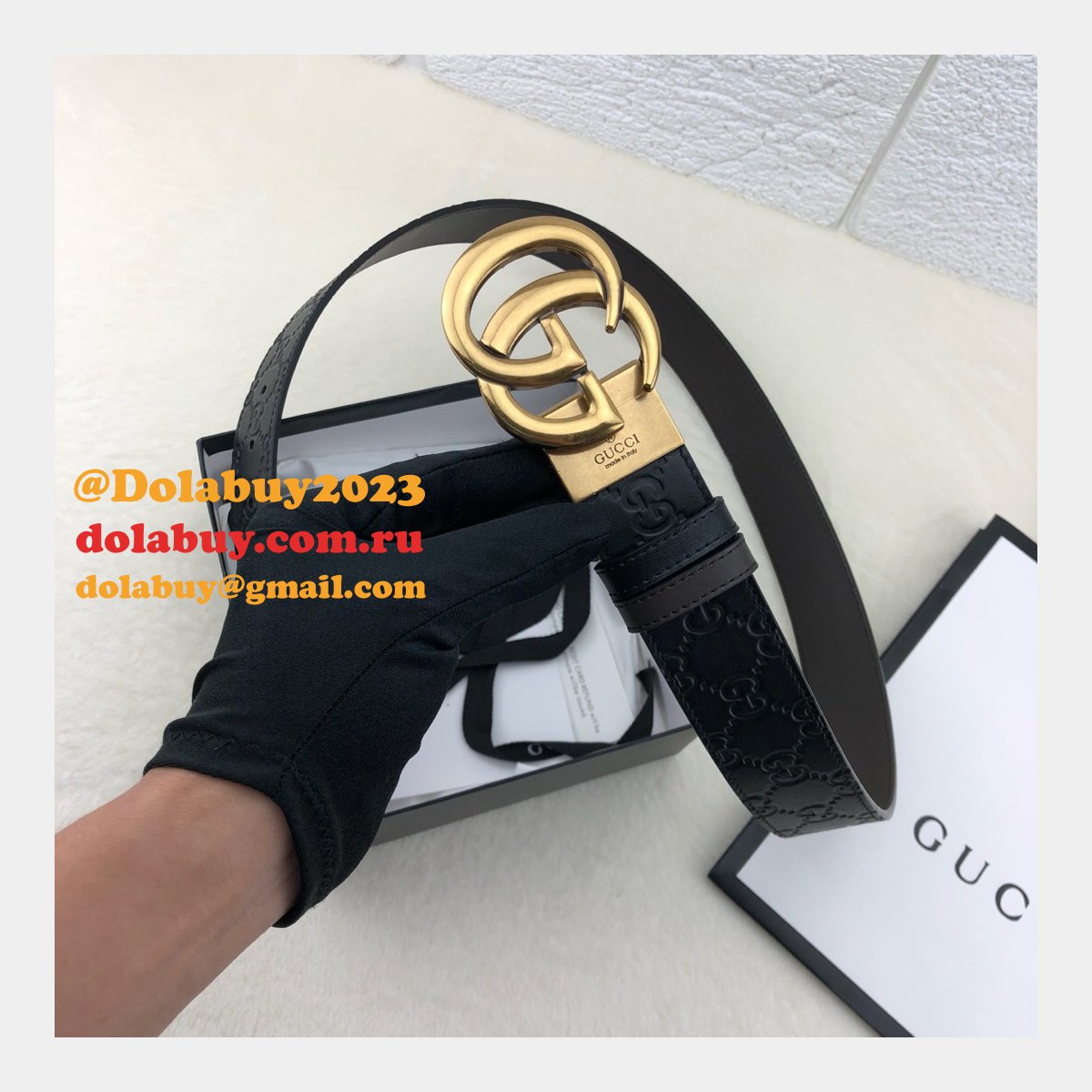 Gucci Belt With Double G Buckle 38mm-2 Black Fake