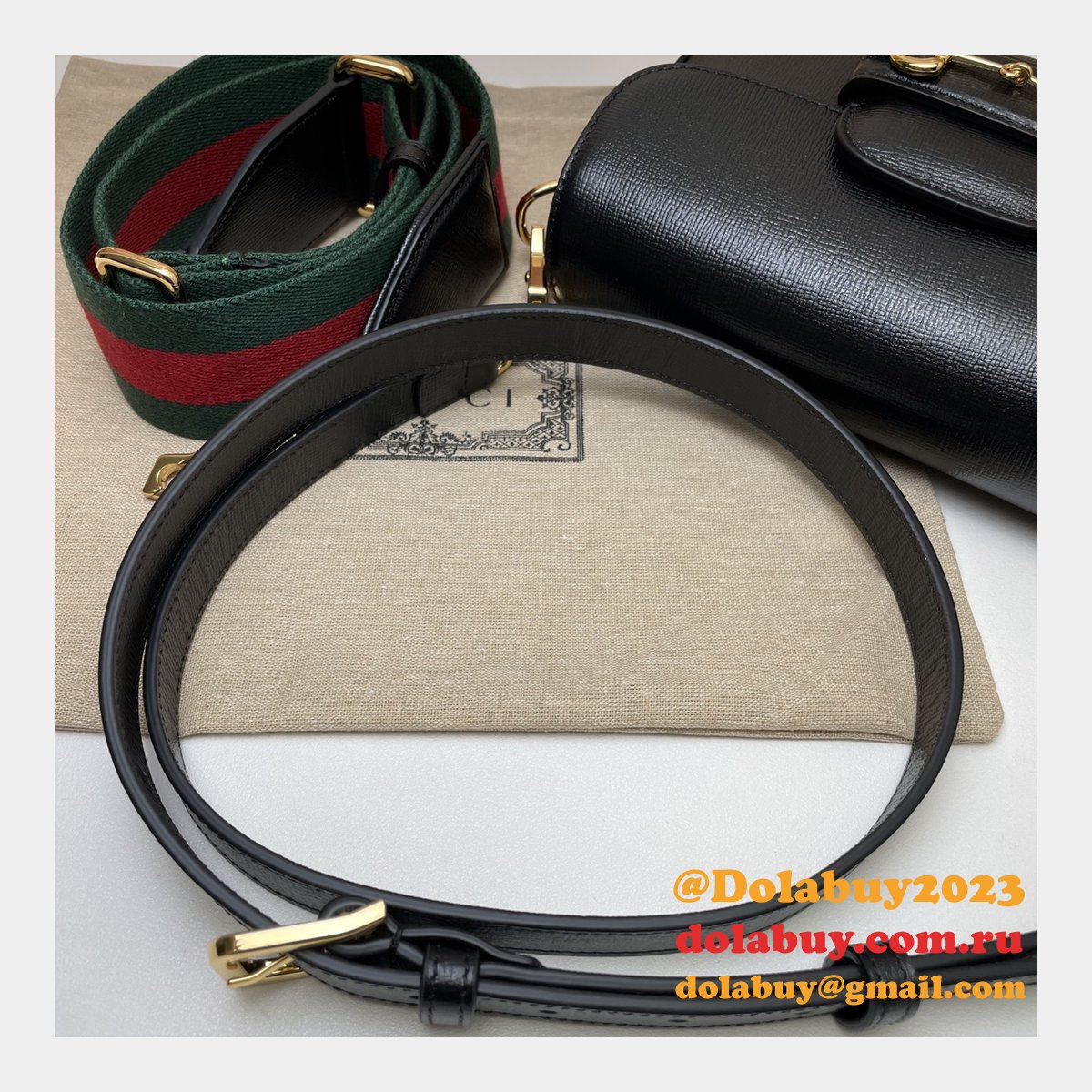 Fake Gucci Horsebit 1955 mini black 658574 bag