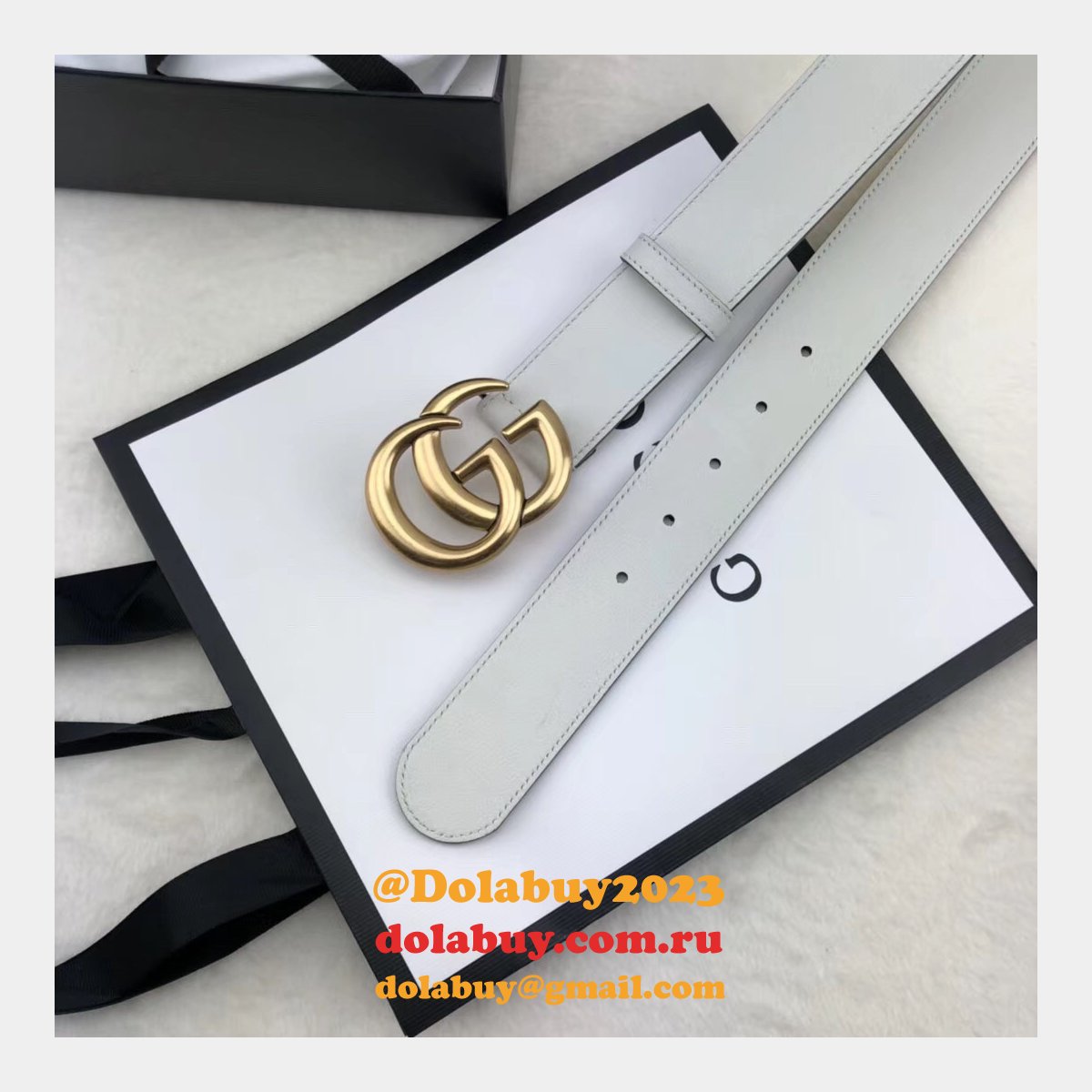 Best Gucci Replica Leather Belt With Double G White Buckle