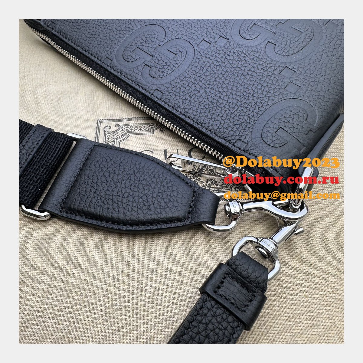 Black Jumbo GG Gucci Knockoff Messenger Men 761747 Luxury Bag