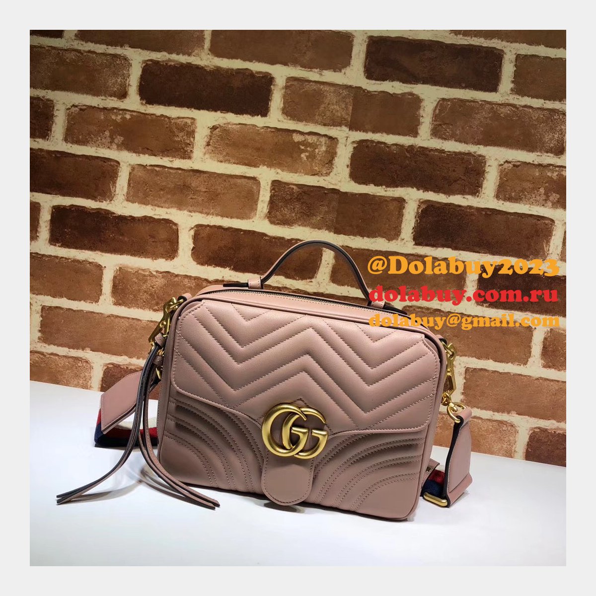 Top Quality Gucci Replica 498100 Leather GG Marmont Small Shoulder Bag