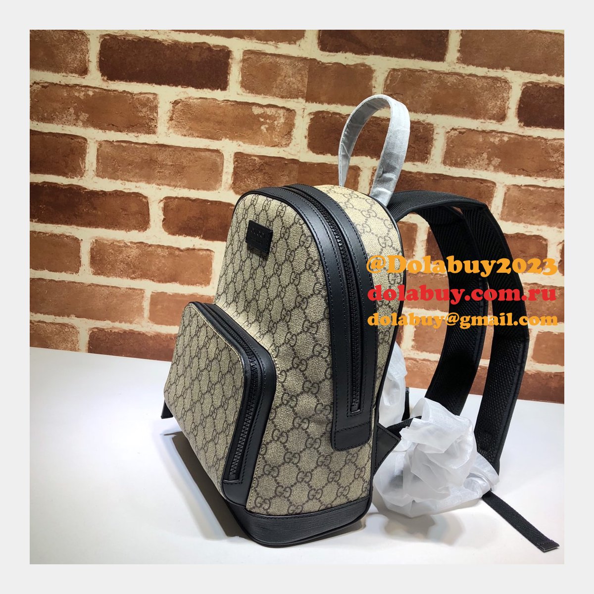 Gucci High Quality Replica 429020 GG Monogram Supreme Backpack Bag