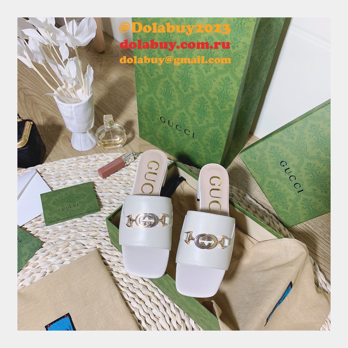 7 Star Replica Gucci 2021 Slippers white/black series GG Shoes