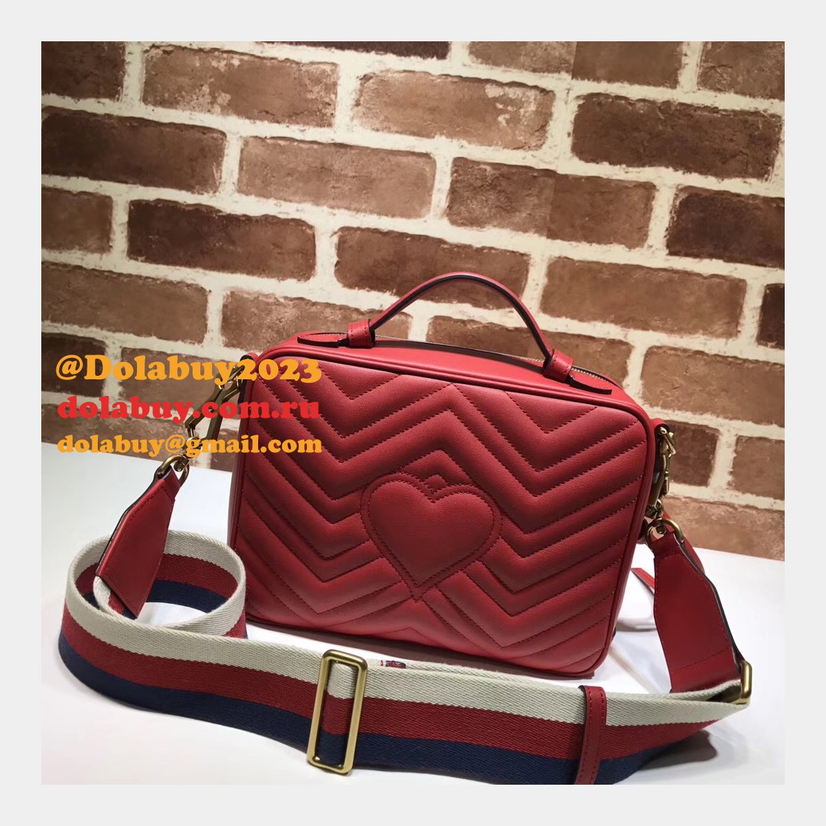 Top Quality Gucci Replica 498100 Leather GG Marmont Small Shoulder Bag
