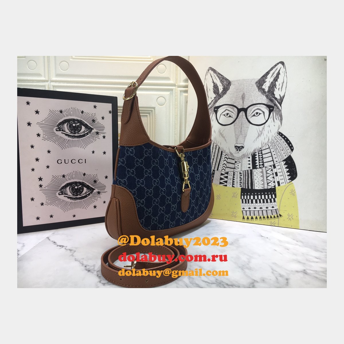 Gucci 1:1 Quality Jackie 1961 small shoulder 636706 Dark blue bag
