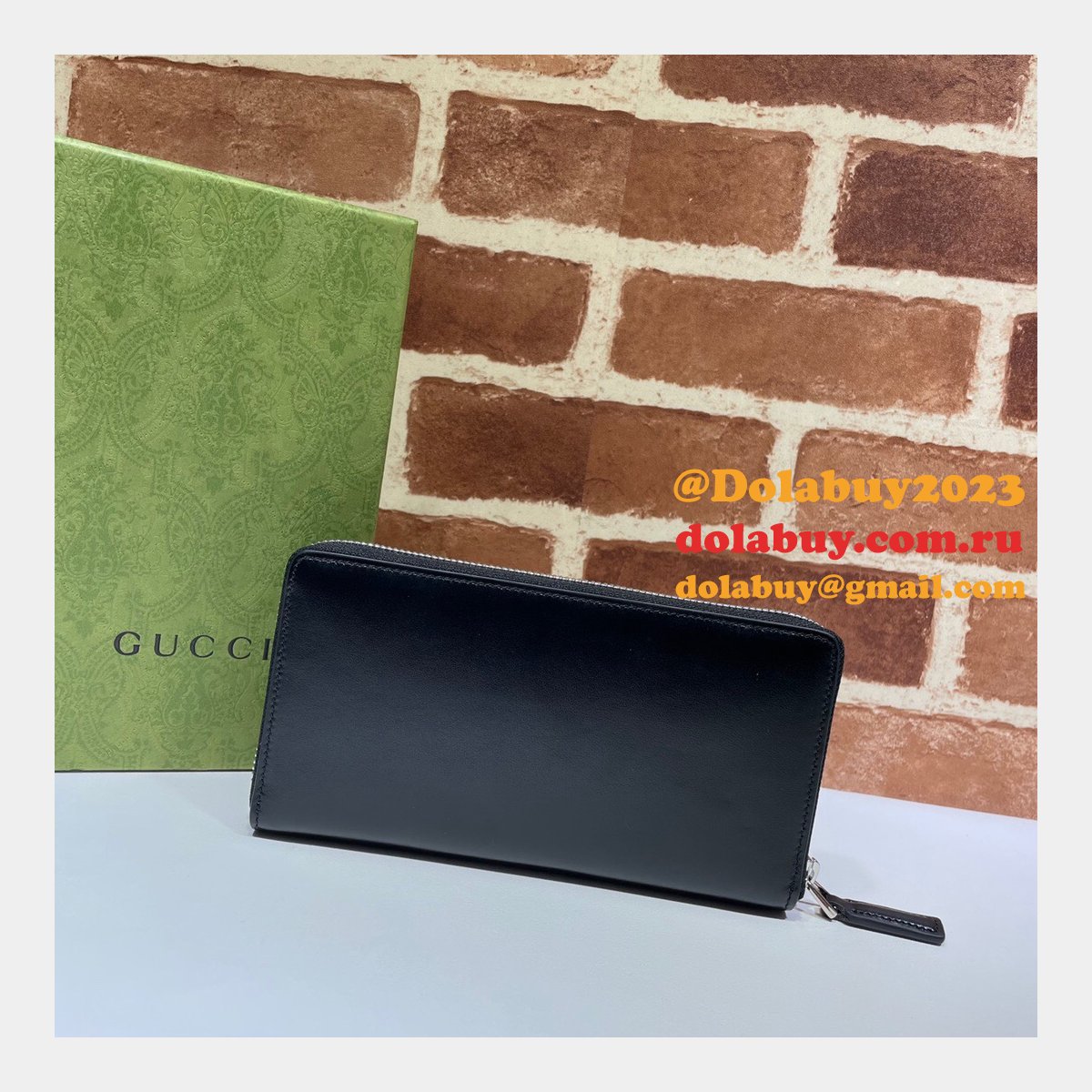 Gucci Replica 428736 UK Black Zip Around Wallet Purse Plated