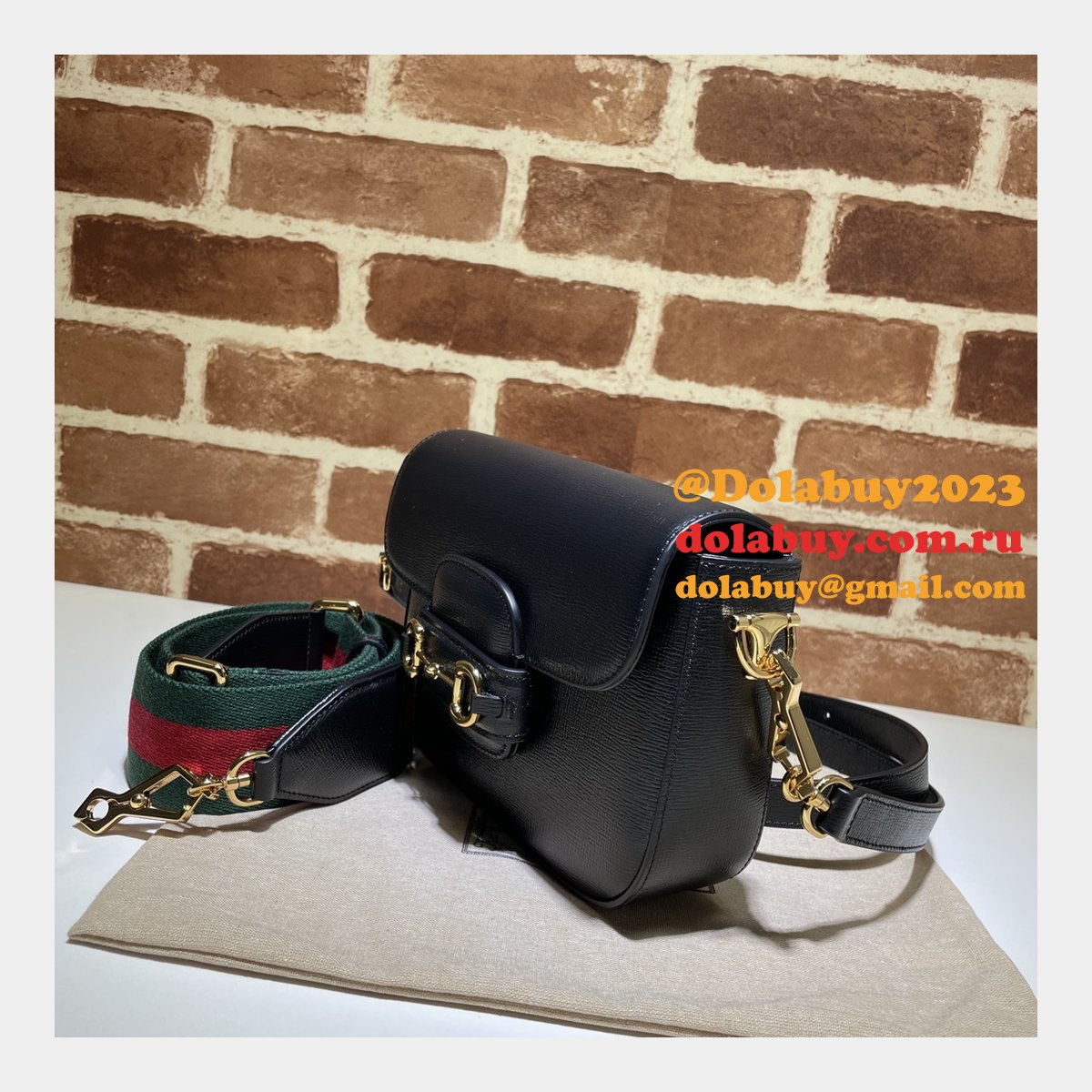 Fake Gucci Horsebit 1955 mini black 658574 bag
