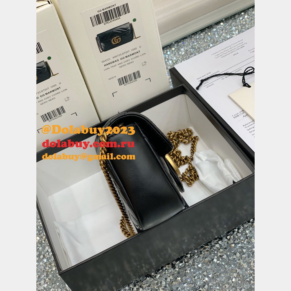 Gucci Wholesale GG Marmont Mini chain shoulder 476433 bag