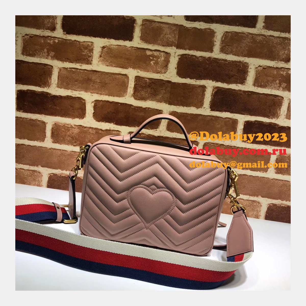 Top Quality Gucci Replica 498100 Leather GG Marmont Small Shoulder Bag